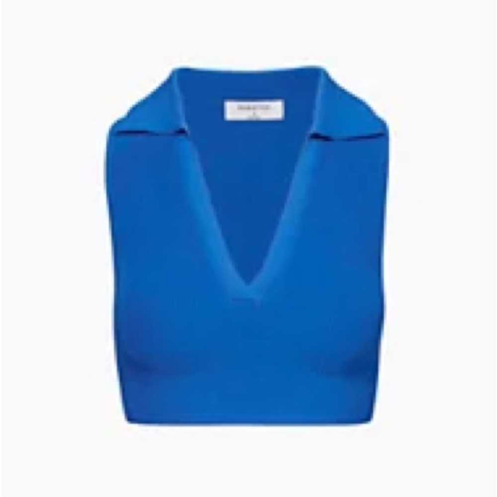 Aritzia Sculpt Knit Polo Top - Mazarine Blue